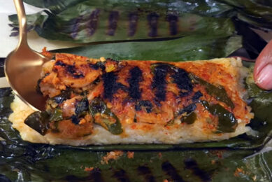 Nasi Bakar Cumi Asin Pedas